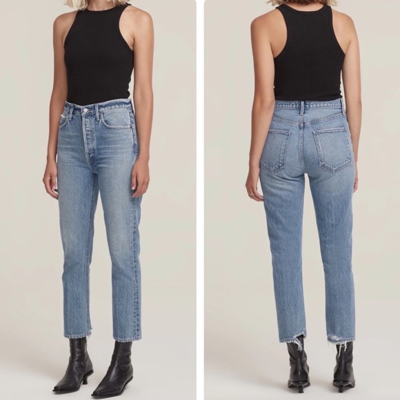 Agolde Riley Crop High-Rise Jean in Emulsion Sz 23 - Picture 1 of 8
